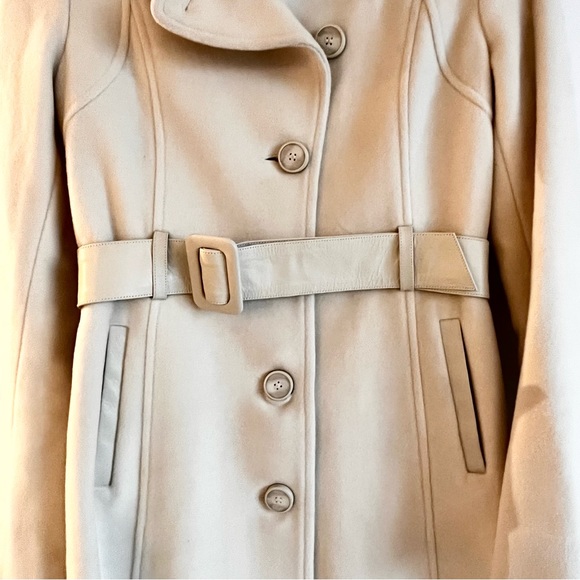 BNWOT MACKAGE WOOL CREAM COAT WITH LEATHER DETAILING - Picture 6 of 16